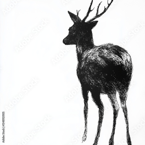 Hand Drawn Deer Standing
