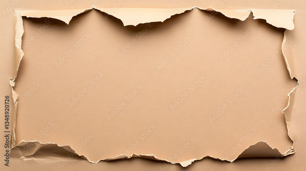 Torn paper frame on beige background Torn paper frame on beige background