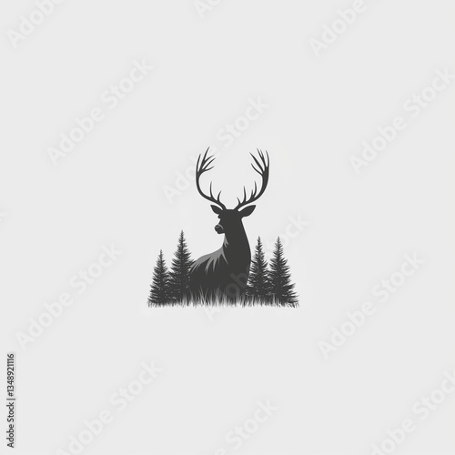 Deer in Forest Silhouette
