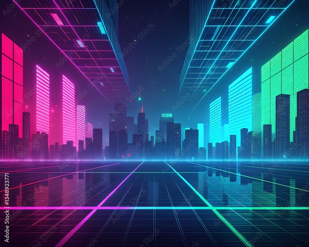 Obraz premium abstract neon city background