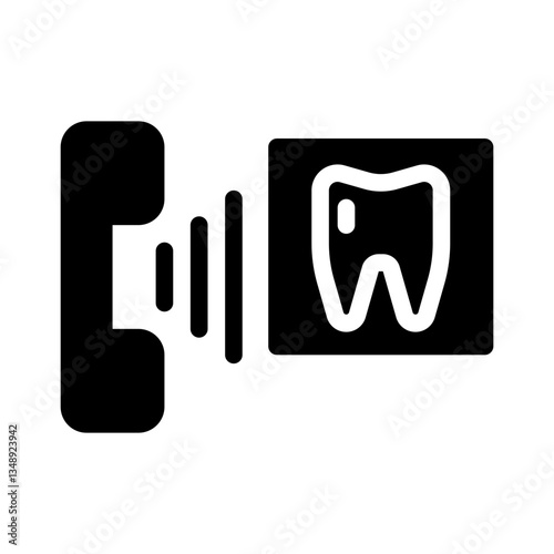 dental care phone call. This is a vector single icon with a solid style. Suitable for any purpose, such as website design, mobile app design, logo design, pattern design, etc.
