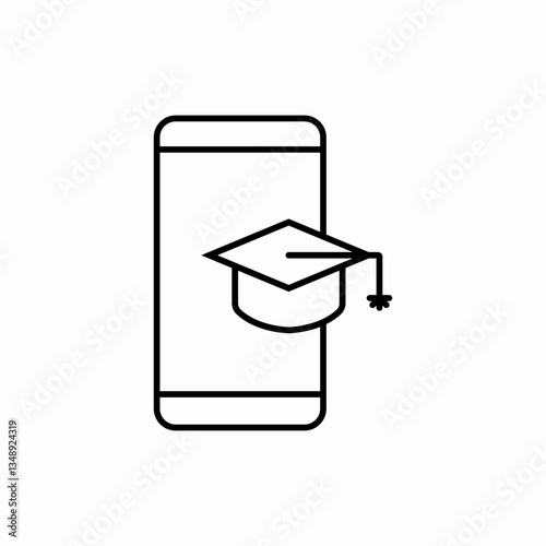 mobile education graduation icon vector sign
