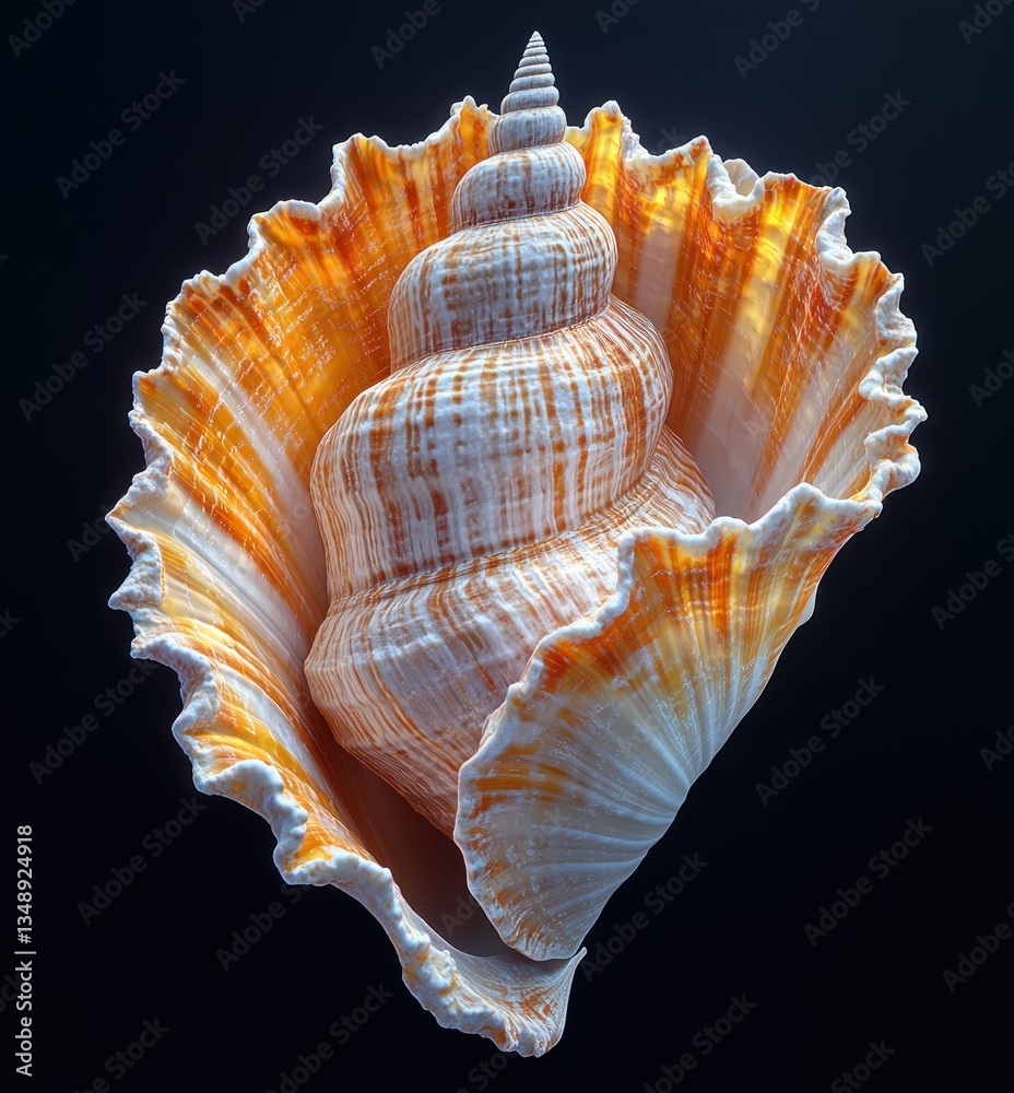 Obraz premium Hyper-realistic Seashell Conus Omaria Patonganus Detail with Natural Lighting