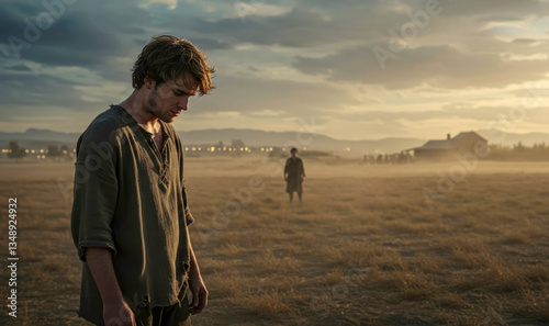 Prodigal son feeling ashamed and thinking about returning home