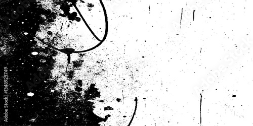 Texture grunge background spray effect. Background with little noisy black dots. Black dust isolated on transparent background.