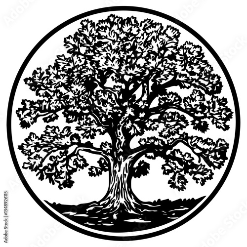 Black and White Tree of Life Vector Silhouette, Vector, White Background