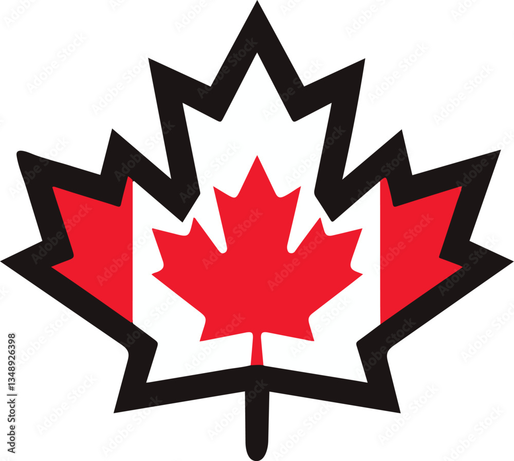 Canada flag with stars. stylized maple leaf logo with the colors of the Canadian flag. Canada flag with stars. stylized maple leaf logo with the colors of the Canadian flag.
