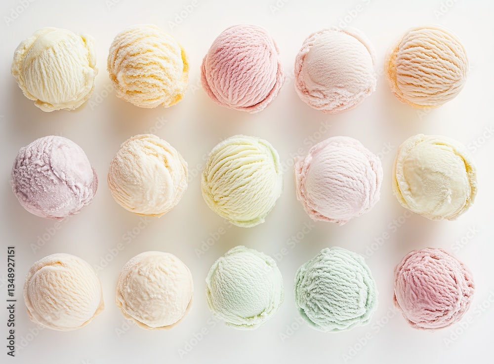 Colorful ice cream scoops arranged on white background (2) Colorful ice cream scoops arranged on white background (2)