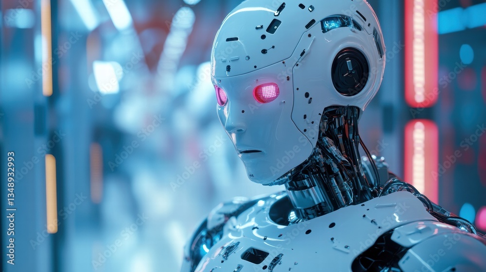 Fototapeta premium Cyber AI-controlled Robotic System in High-Tech Lab.