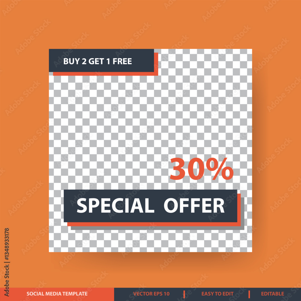 Obraz premium Editable Social Media Template with Buy 2 Get 1 Free Offer