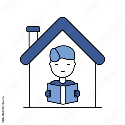 Homeschooling lineal color line icon with white background vector stock illustration