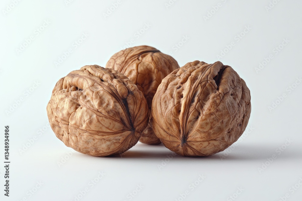 Three walnuts on white background Three walnuts on white background