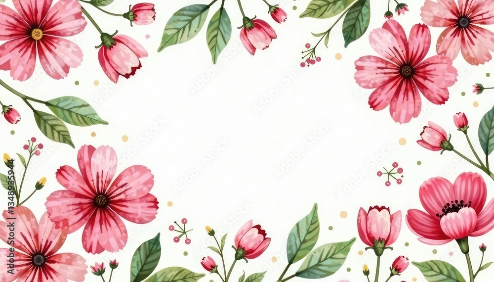 Obraz premium Delicate watercolor floral pattern, perfect for spring flyers , template, flyer, background
