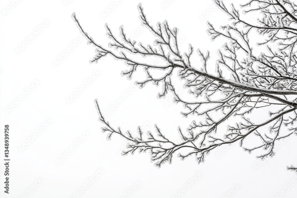 elegant winter snow branch isolated on white background elegant winter snow branch isolated on white background
