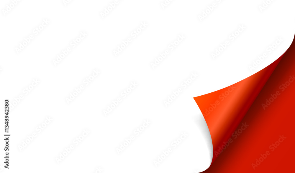 Folded corner of the sheet, colored paper options. Vector illustration 