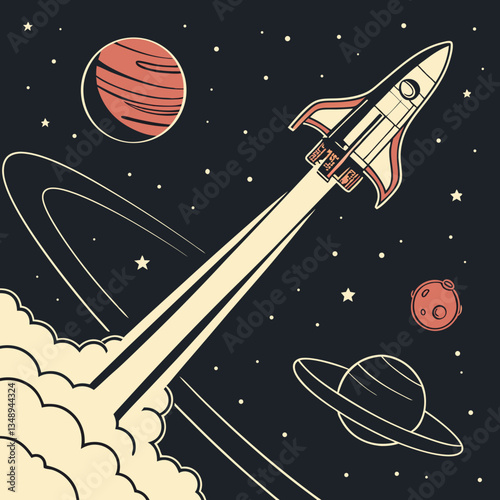 rocket in space vector design