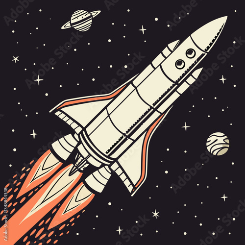 Fototapeta Naklejka Na Ścianę i Meble -  rocket in space vector design
