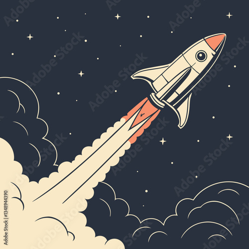 rocket in space vector design