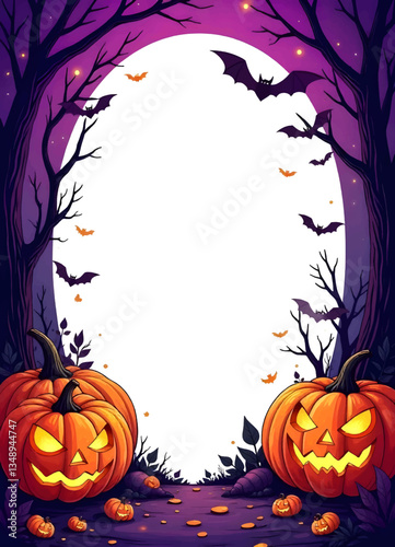 Wallpaper Mural Purple halloween background with pumpkins and bats, Color halloween party invitation with pumpkin and bats, spooky abstract design, Cartoon Pumpkin dark fall pumpkin decoration card template design

 Torontodigital.ca
