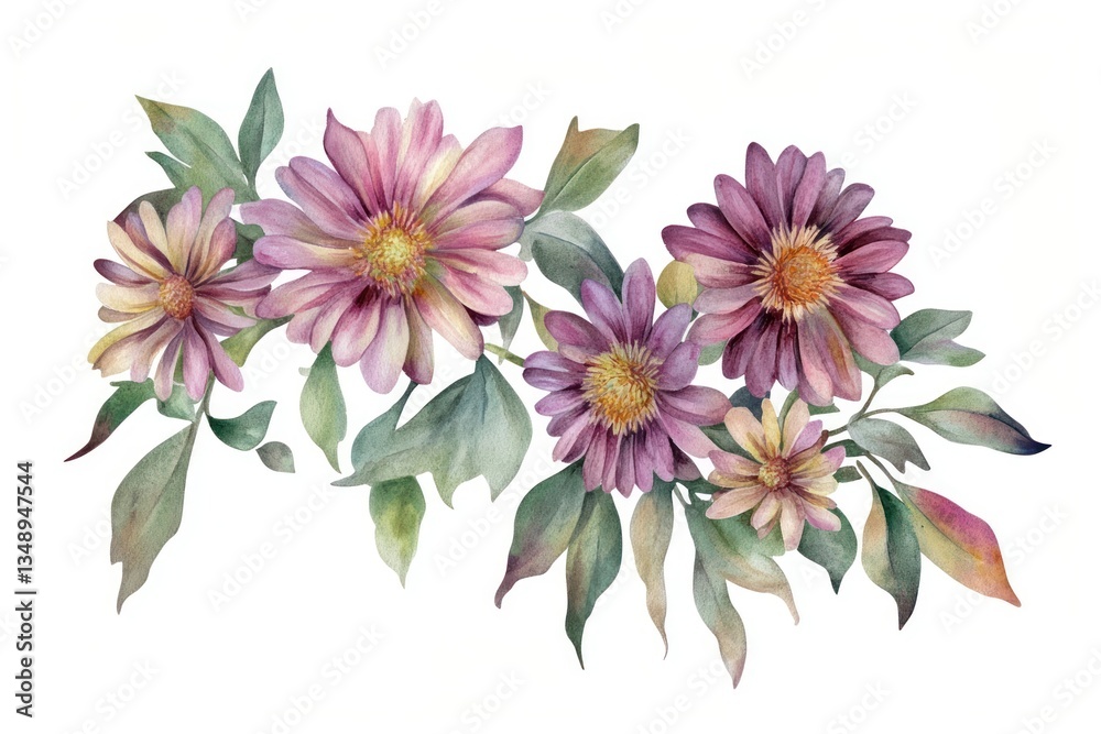 Fototapeta premium Floral border flowers art illustration.