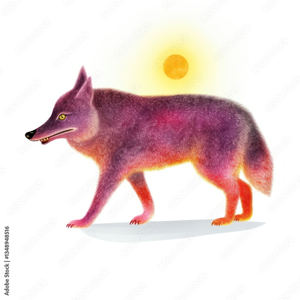 Naklejka premium Colorful wolf under bright sun