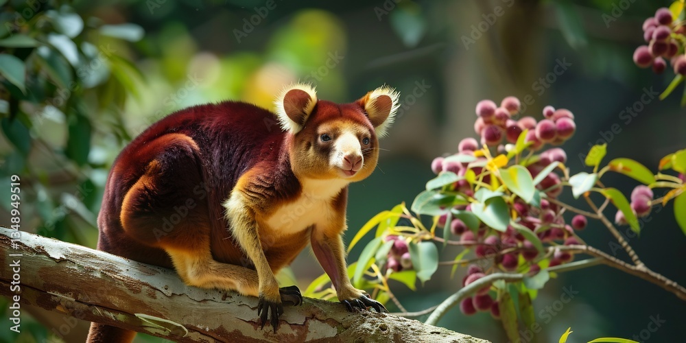 Obraz premium High resolution infographic of Lumholtzs tree kangaroos diet behavior clean minimal design professional educational layout visually engaging stock content