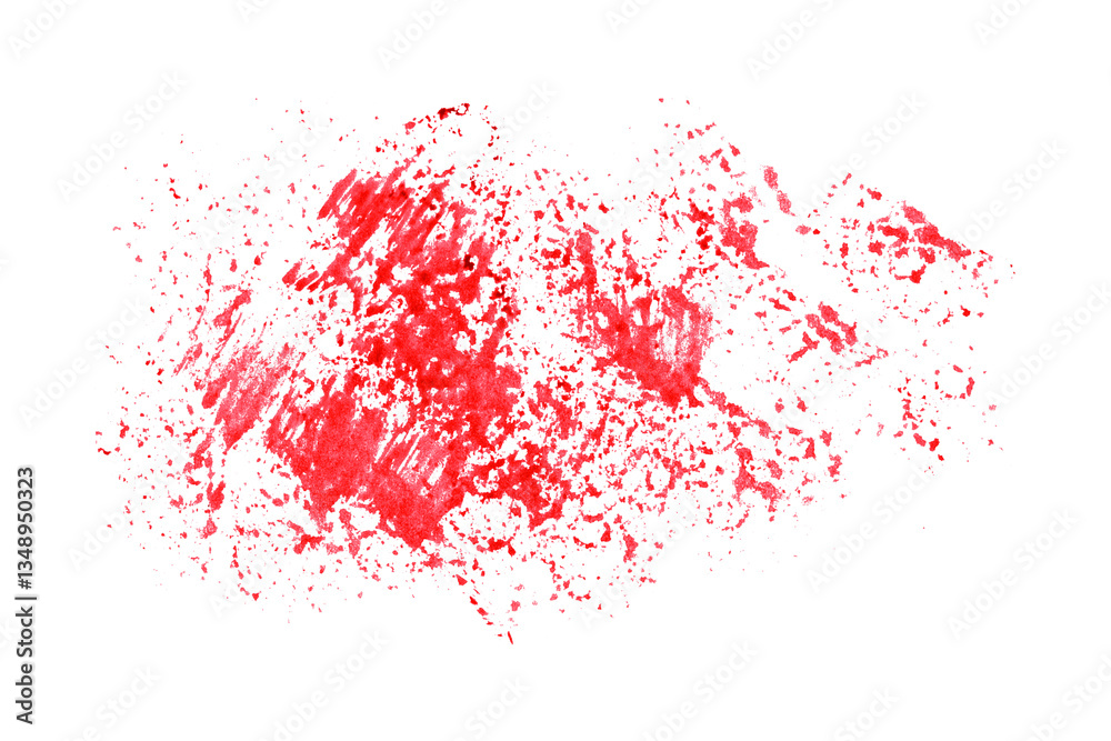 Fototapeta premium Bright red watercolor or ink stain with watercolor marks on transparent background.