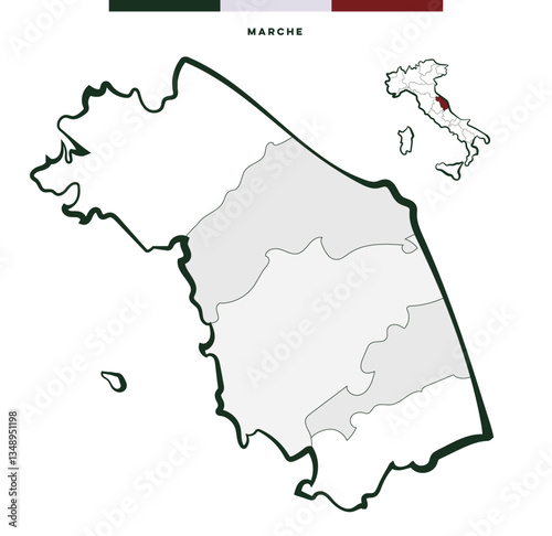 Regione Marche  in Italia - mappa vettoriale
