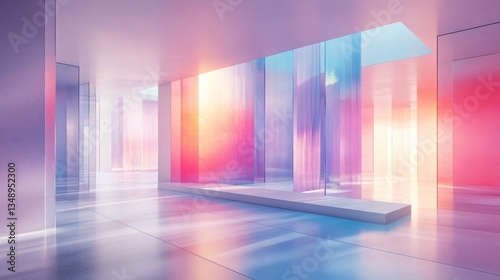 Abstract Pink Purple and Blue Geometric Interior Design