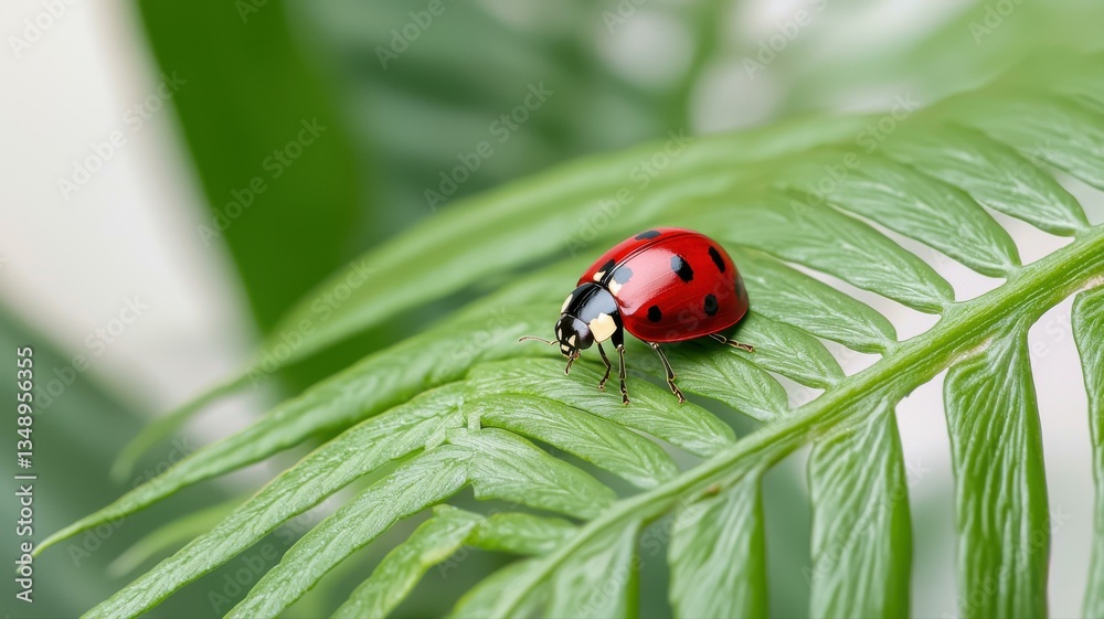 Close-up of a ladybug on a vibrant green leaf, highlighting nature's tiny wonders. Close-up of a ladybug on a vibrant green leaf, highlighting nature's tiny wonders.
