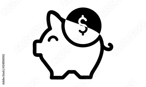  Piggy banks with a dollar coin, symbolizing savings and financial security. Vector illustration.