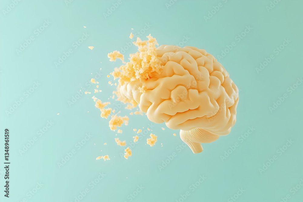 Fototapeta premium Conceptual visualization of progressive brain degradation and cognitive decline