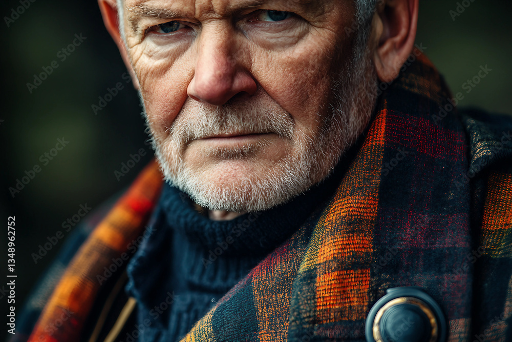 Fototapeta premium Portrait of a handsome Scottish man in authentic traditional gown generated with AI