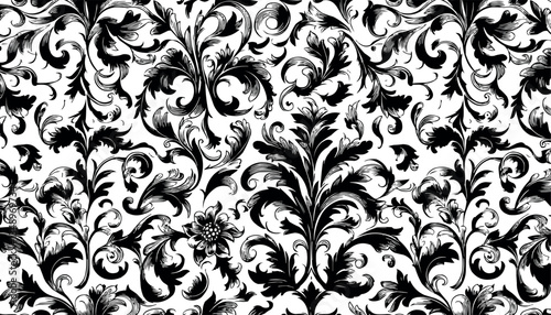 Elegant Baroque Floral Pattern, Luxurious Ornamental Vintage Design