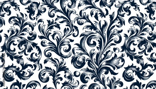 Elegant Baroque Floral Pattern, Luxurious Ornamental Vintage Design