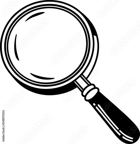 magnifying glass icon black and white illustration of a classic magnifier with handle search tool concept