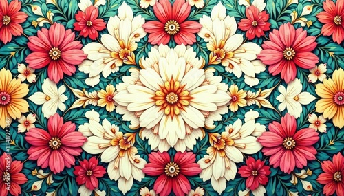 Wallpaper Mural Intricate floral textile design, repeating motif , textile, fabric Torontodigital.ca