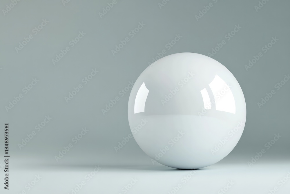 Sleek white sphere resting on smooth surface, reflecting subtle