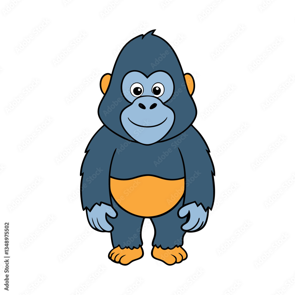 Obraz premium Cute Gorilla Cartoon Vector Illustration