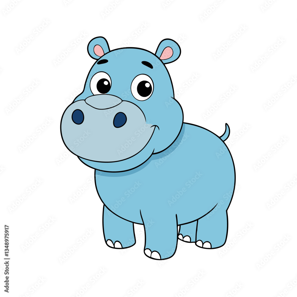 Fototapeta premium Cute Hippopotamus Cartoon Vector Illustration