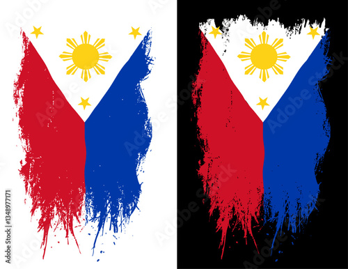 Ripped Philippines Flag Vertical Torn Weathered Vintage