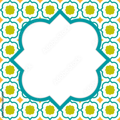 Middle eastern art, frame, background, banner with place for text. Graphic silhouette arabian ornament, isolated on white background. Vector illustration.