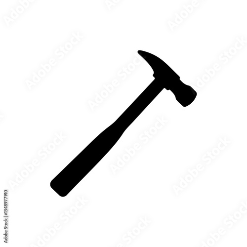 wooden hammer silhouette vector illustration on white background