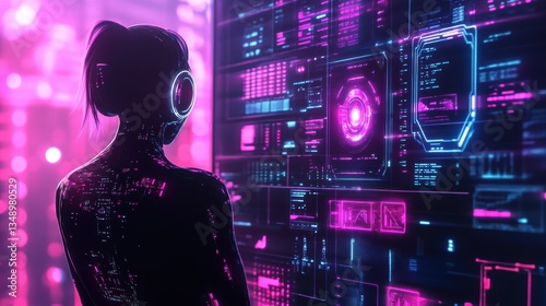 Wallpaper Mural Futuristic AI Assistant Managing Digital Business Operations Torontodigital.ca