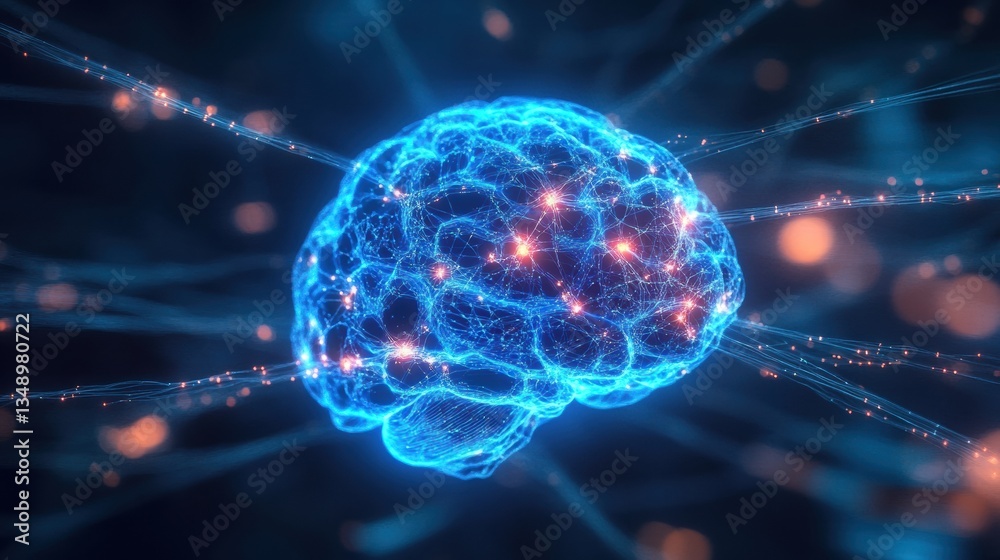 Futuristic AI Brain with Glowing Neural Pathways Futuristic AI Brain with Glowing Neural Pathways