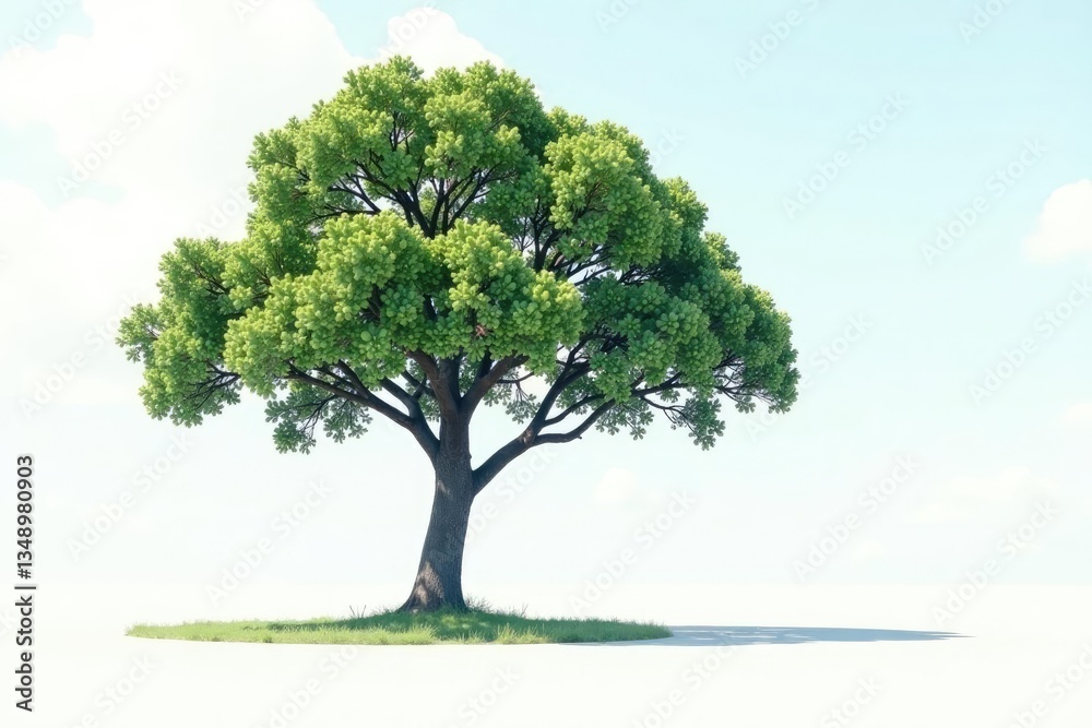 tree isolated on white plain with a few scattered clouds, landscape, abstract, shade tree isolated on white plain with a few scattered clouds, landscape, abstract, shade
