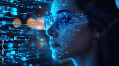 Futuristic AI Chip Analyzing Real-Time Machine Learning