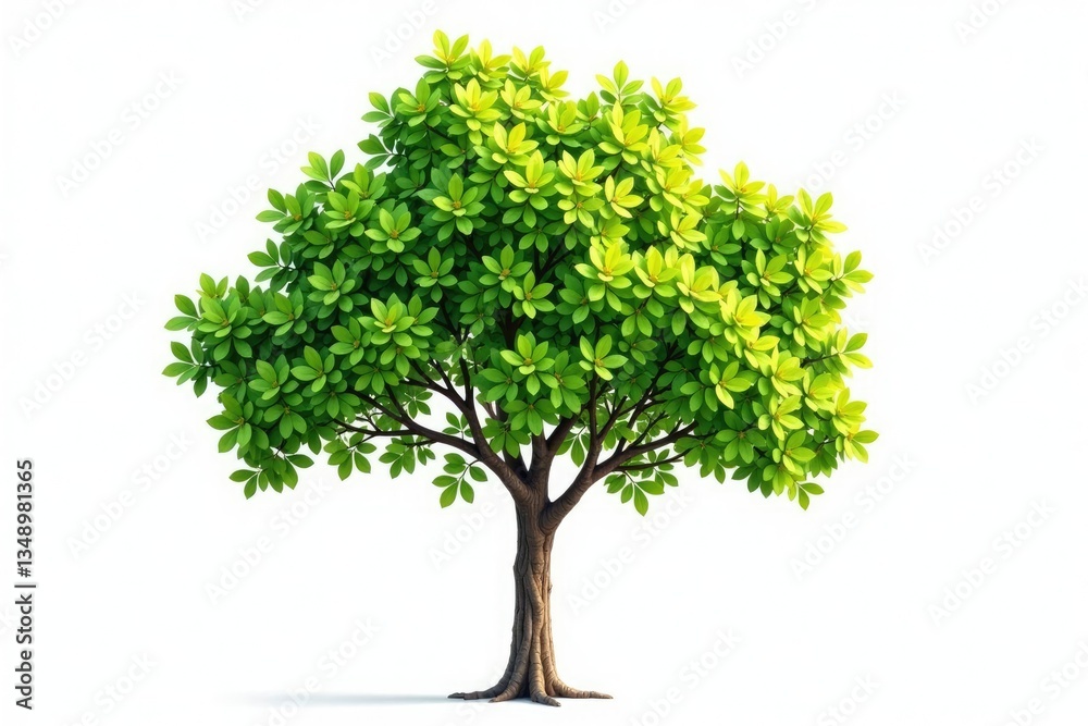 Obraz premium Isolated tree branches with leaves against simple white background, background, single stem