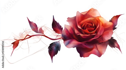 Crimson Rose: A Watercolor Dream