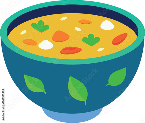 A bowl of soup with carrots and parsley
